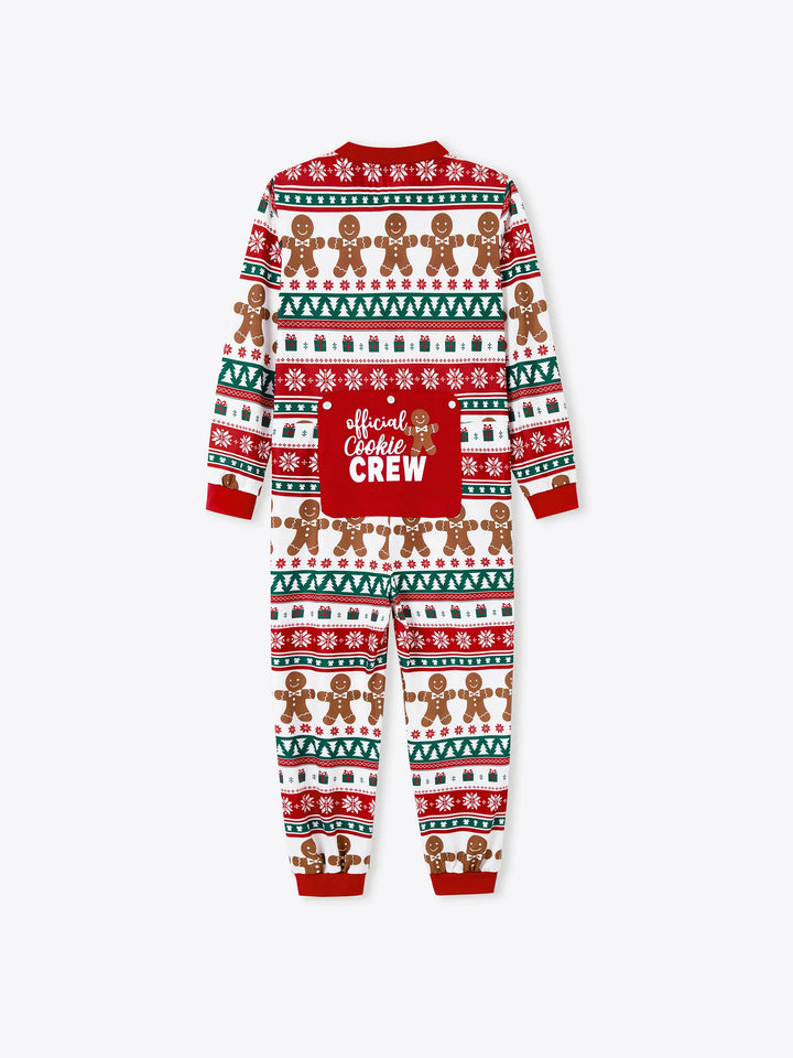 Conjunto de Pijamas Igualitários para a Família no Natal - Pijamas com Estampa de Gengibre e Plaid Temática de Natal, Inclui Meias de Natal - Vermelho