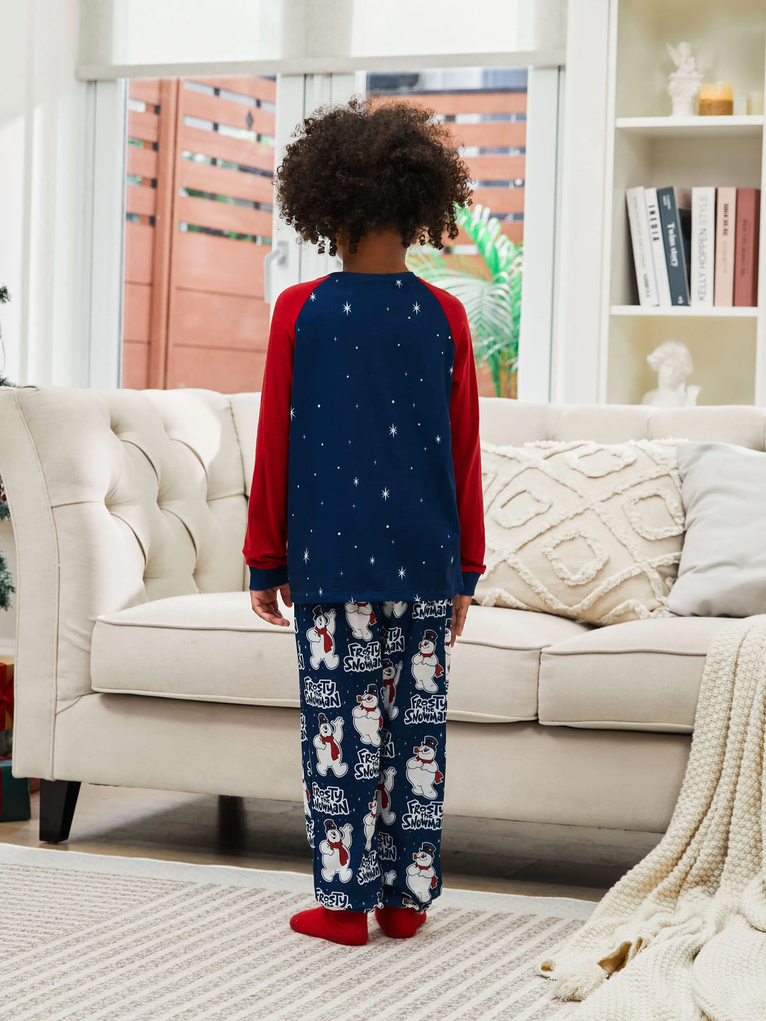 Conjuntos de Pijamas em Blocos de Cores para a Família "Frosty The Snowman" com Meias de Natal