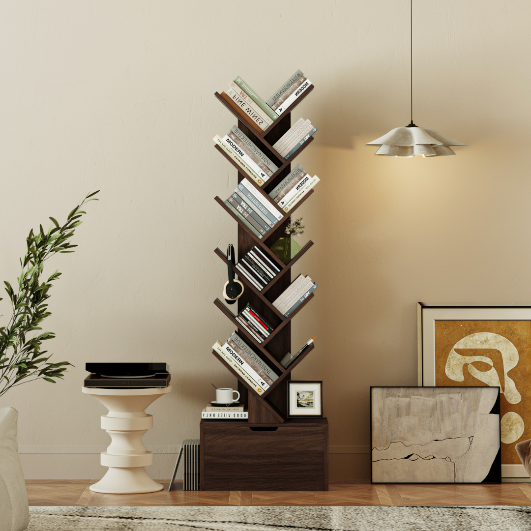 Estante Vertical em Forma de Árvore Razu com Armário de Armazenamento