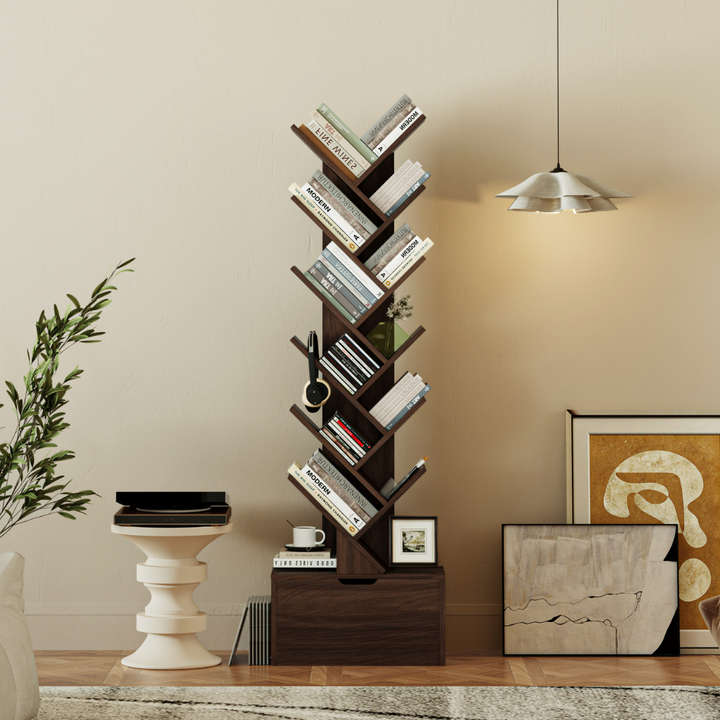 Estante Vertical em Forma de Árvore Razu com Armário de Armazenamento