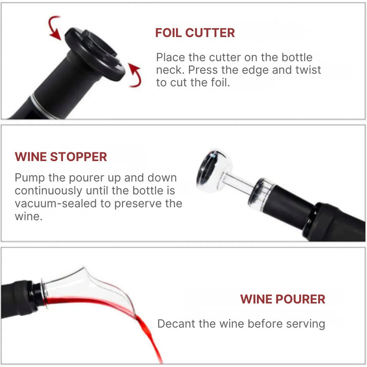 Abridor de Vinho Elétrico Razu™ ORIGINAL + 3 Brindes Grátis