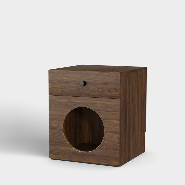 Mesa de Cabeceira em Madeira Razu com Casinha para Gato