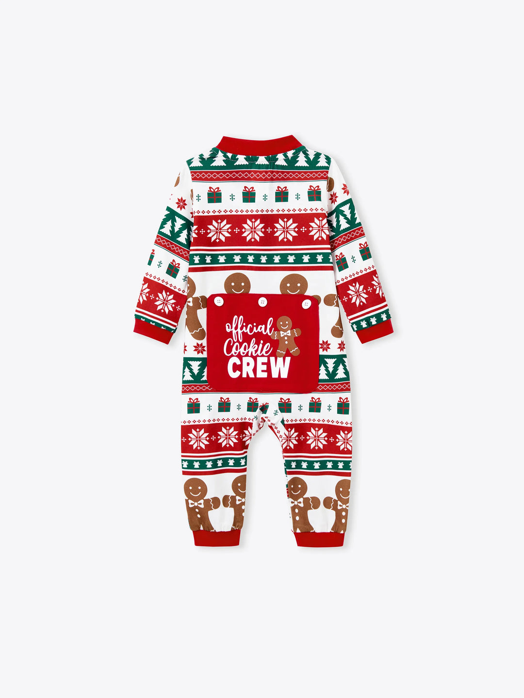 Conjunto de Pijamas Igualitários para a Família no Natal - Pijamas com Estampa de Gengibre e Plaid Temática de Natal, Inclui Meias de Natal - Vermelho