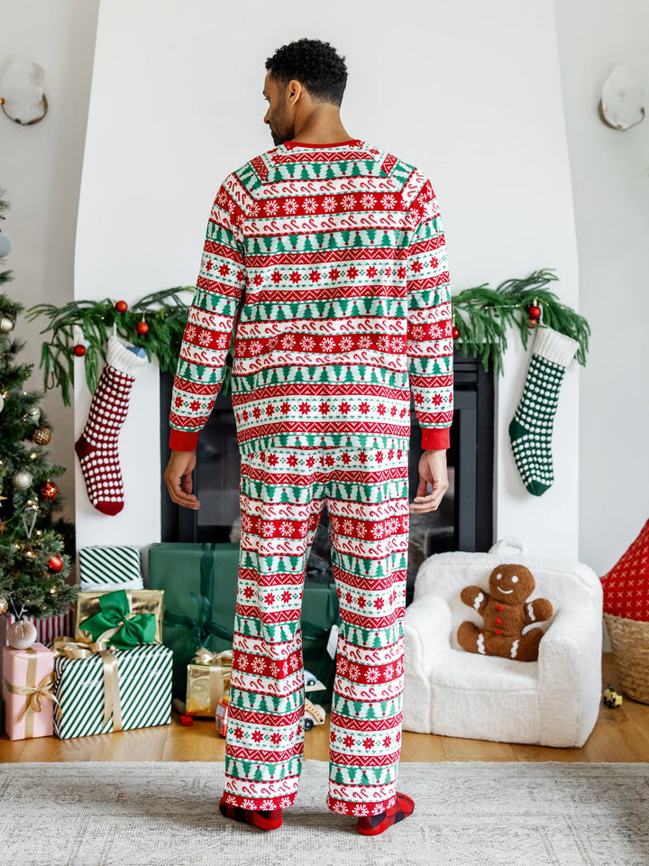 Conjunto de Pijamas Polar em Fleece com Padrão Fair Isle para a Família - Frosty, o Boneco de Neve - Natal - Vermelho