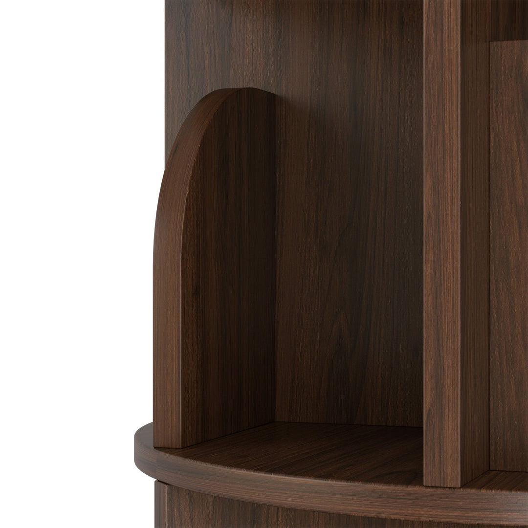 Estante Giratória 360° RAZU Circinus Core da Série Vortex em Aglo Nogueira – 4 Prateleiras