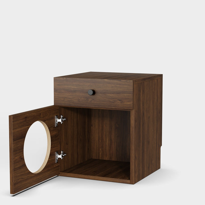 Mesa de Cabeceira em Madeira Razu com Casinha para Gato