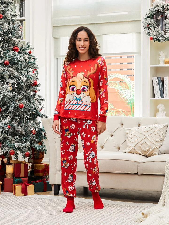 Conjunto de Pijamas de Natal em Família com Chase e Marshall da PAW Patrol, incluindo Meias de Natal.