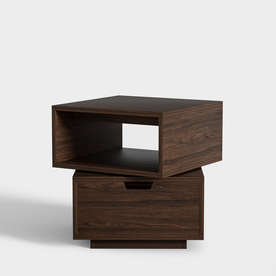 Razu Mesa de Cabeceira Giratória Quadrada de 2 Níveis