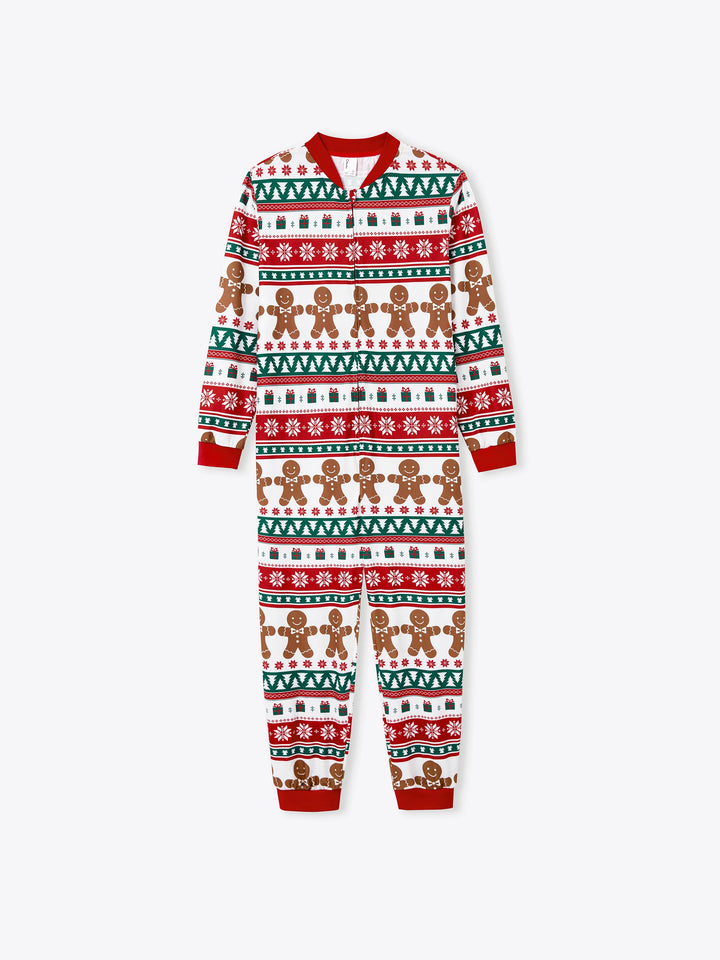 Conjunto de Pijamas Igualitários para a Família no Natal - Pijamas com Estampa de Gengibre e Plaid Temática de Natal, Inclui Meias de Natal - Vermelho