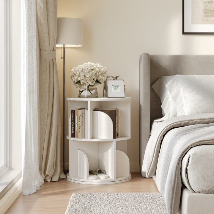 Estante Giratória 360° RAZU Circinus Core da Série Vortex em Aglo Branco – 2 Prateleiras