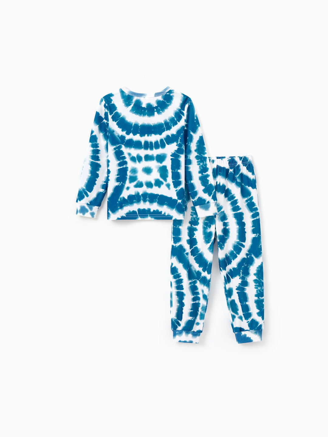 Conjunto de Pajamas de Natal em Família com Estampa de Boneco de Neve em Tie-dye Azul com Meias de Natal Azul Escuro