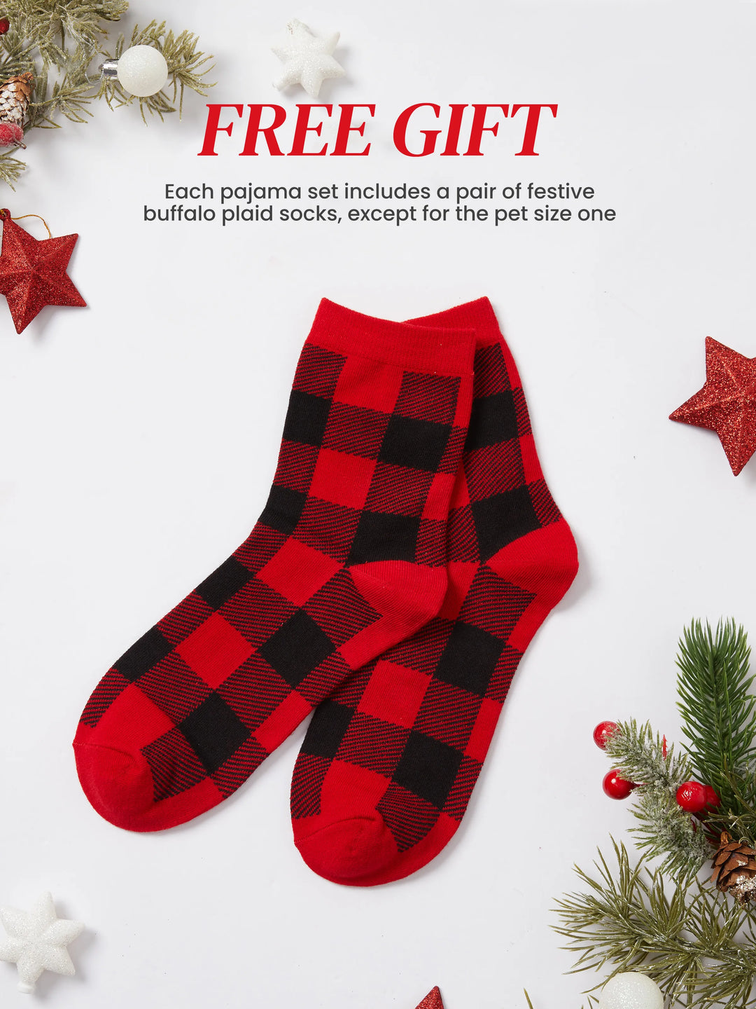 Conjunto de Pijamas Coincidentes para a Família com Estampa de Elfo e Meias de Natal em Preto