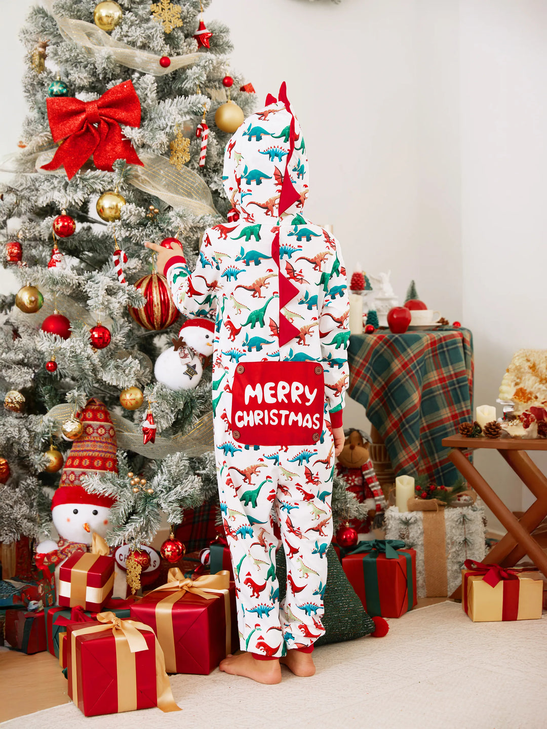 Pijamas de Natal em Família com Design 3D - PJs tipo Onesie com Meias de Natal Multicoloridas