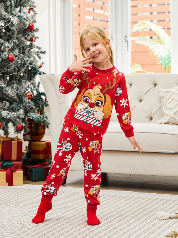 Conjunto de Pijamas de Natal em Família com Chase e Marshall da PAW Patrol, incluindo Meias de Natal.