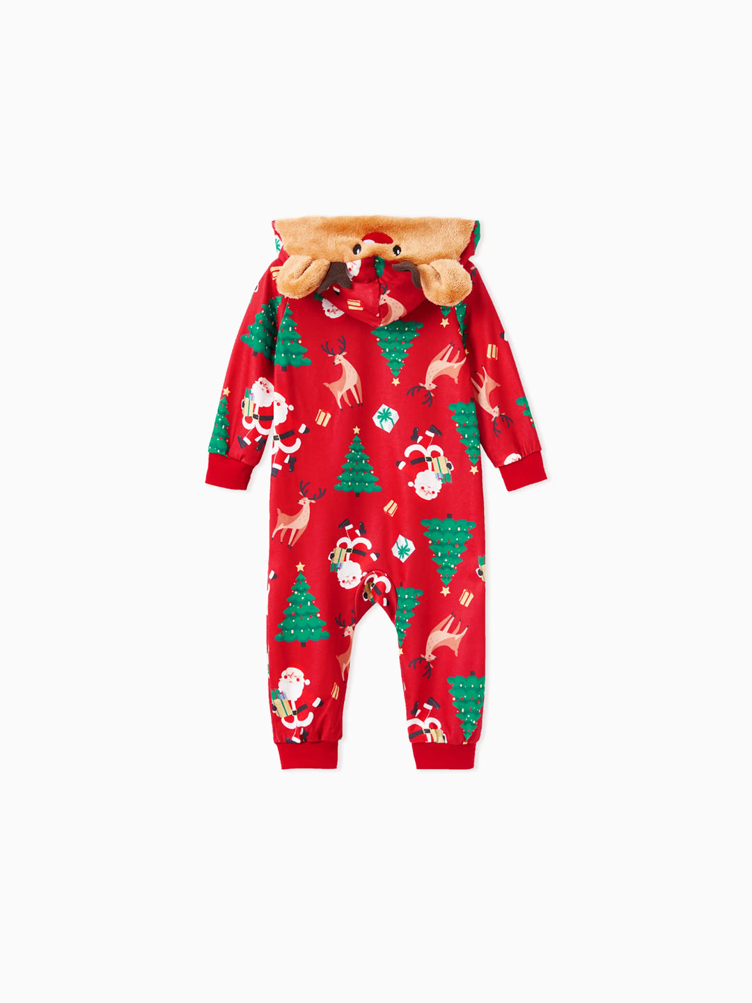 Conjuntos de Pijamas de Natal para Família com Impressão Integral de Rinoceronte 3D e Capuz, acompanhados de Meias de Natal Vermelhas-2