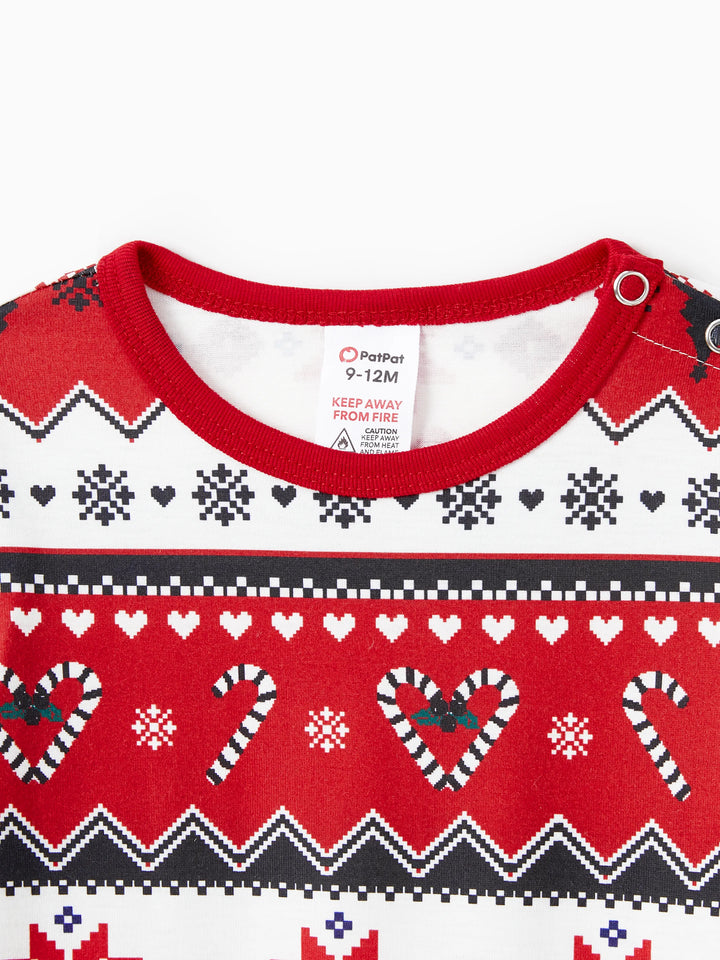 Conjunto de Pijamas de Natal para Famílias com Impressão de Boneco de Neve – PJs de Manga Longa com Meias de Natal – Preto