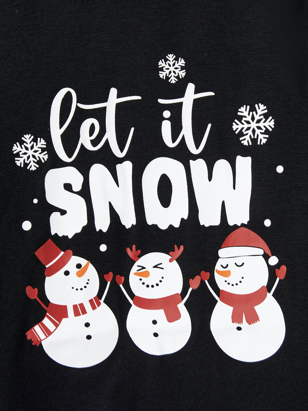 Conjunto de Pijamas de Natal para Famílias com Impressão de Boneco de Neve – PJs de Manga Longa com Meias de Natal – Preto