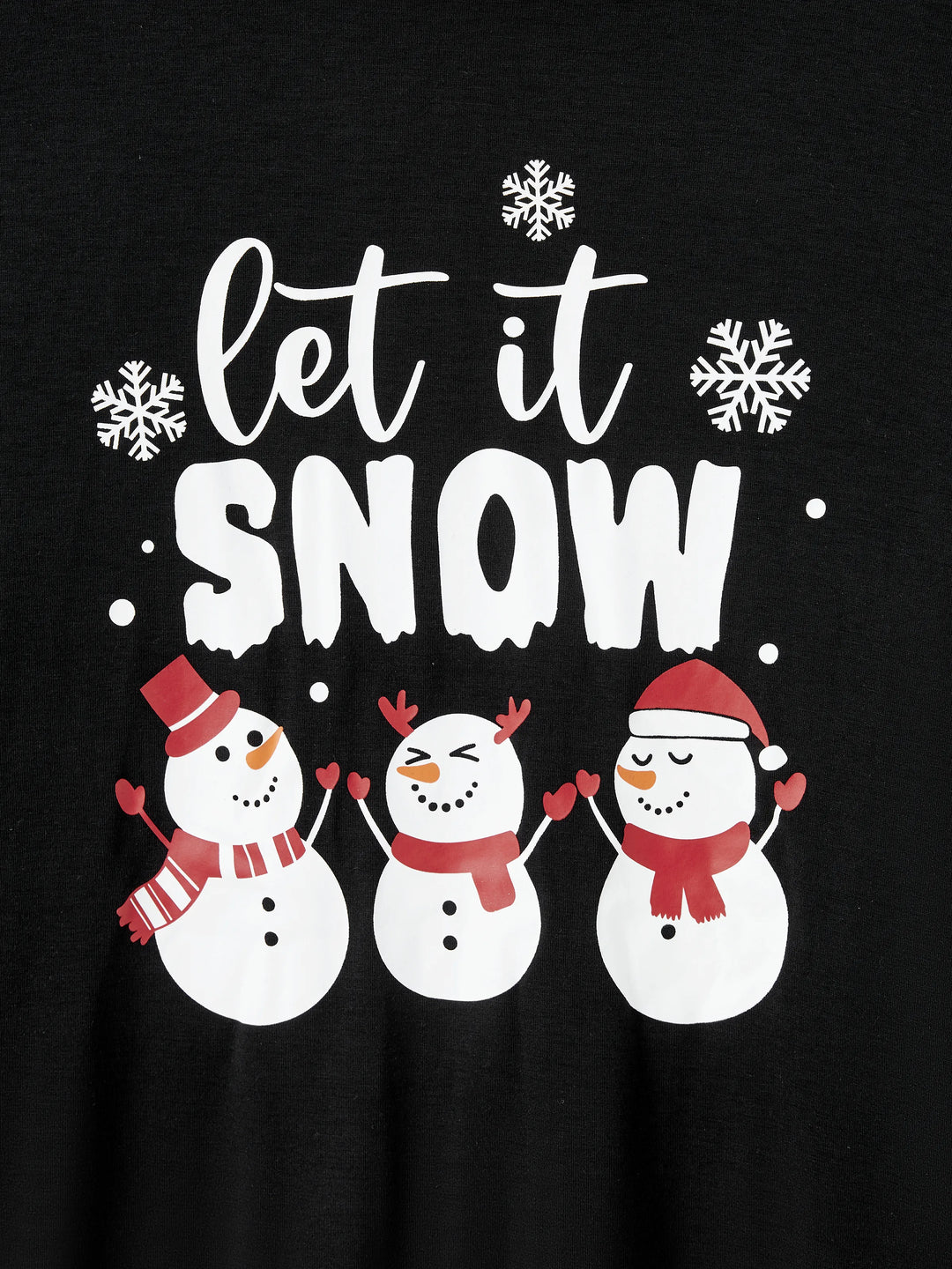 Conjunto de Pijamas de Natal para Famílias com Impressão de Boneco de Neve – PJs de Manga Longa com Meias de Natal – Preto