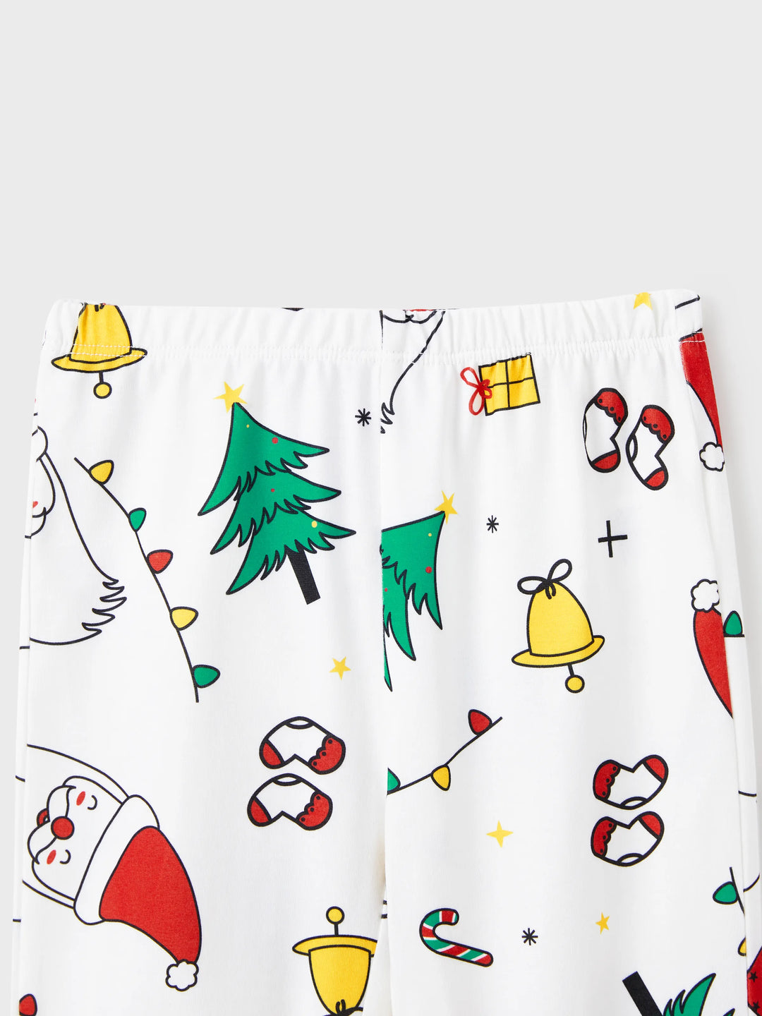 Conjunto de Pijamas de Manga Longa em Tema Colorido de Festival de Natal para a Família, com Meias de Natal Brancas