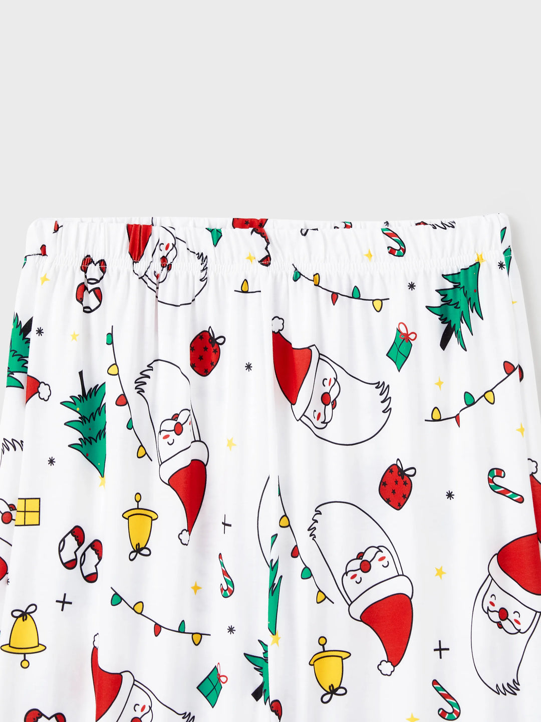 Conjunto de Pijamas de Manga Longa em Tema Colorido de Festival de Natal para a Família, com Meias de Natal Brancas