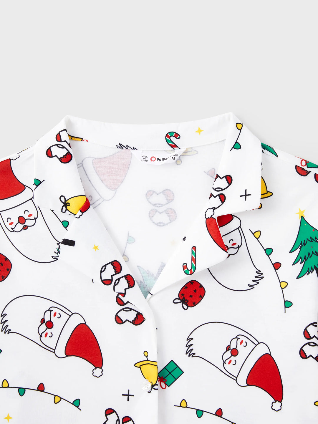 Conjunto de Pijamas de Manga Longa em Tema Colorido de Festival de Natal para a Família, com Meias de Natal Brancas
