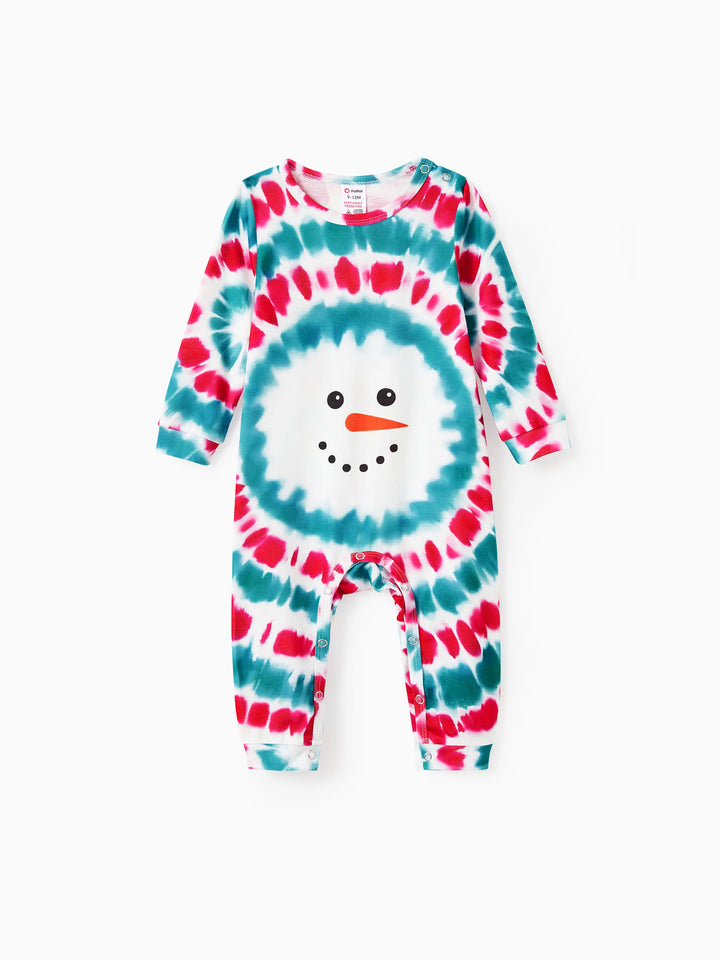 Conjuntos de Pijamas Coloridos Matchy para a Família com Impressão de Boneco de Neve de Natal e Meias Natalícias Multi-coras