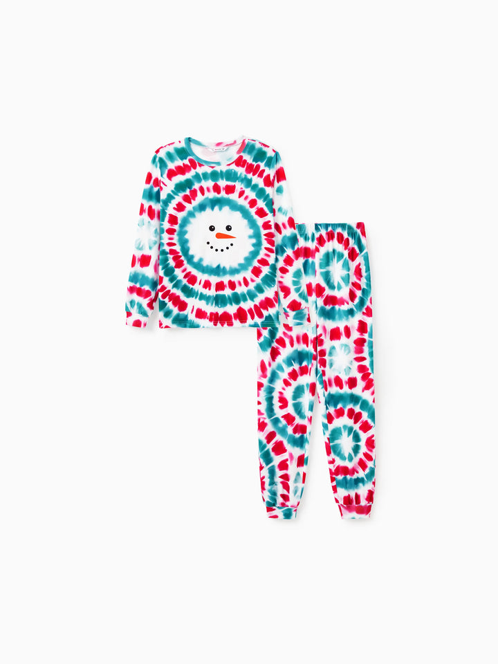 Conjuntos de Pijamas Coloridos Matchy para a Família com Impressão de Boneco de Neve de Natal e Meias Natalícias Multi-coras