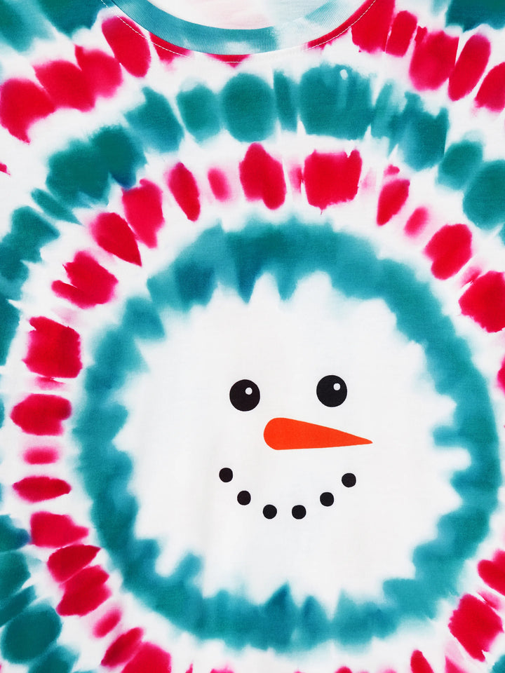 Conjuntos de Pijamas Coloridos Matchy para a Família com Impressão de Boneco de Neve de Natal e Meias Natalícias Multi-coras