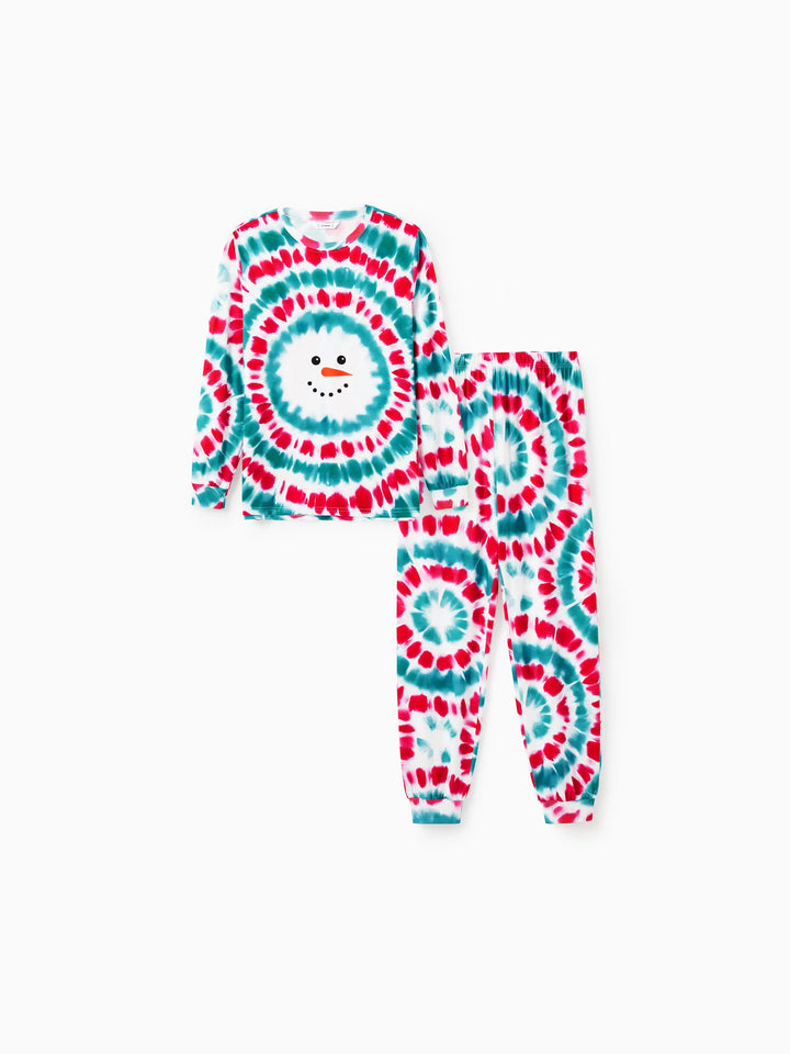 Conjuntos de Pijamas Coloridos Matchy para a Família com Impressão de Boneco de Neve de Natal e Meias Natalícias Multi-coras