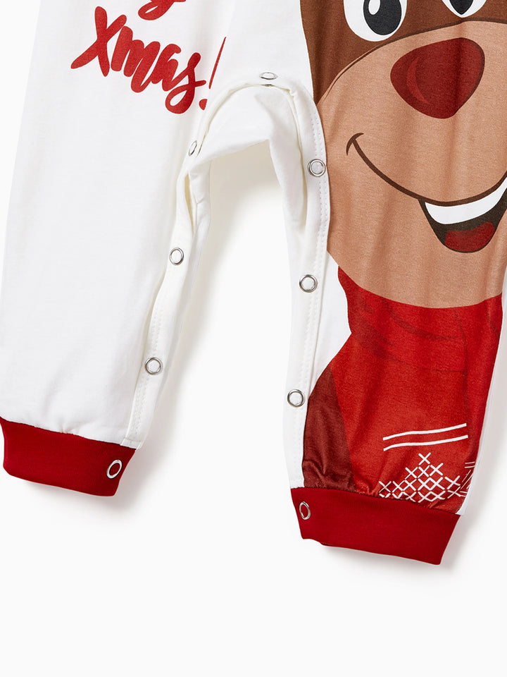 Conjuntos de Pijamas para a Família com Estampa de Renas de Natal e Meias de Natal Pretas