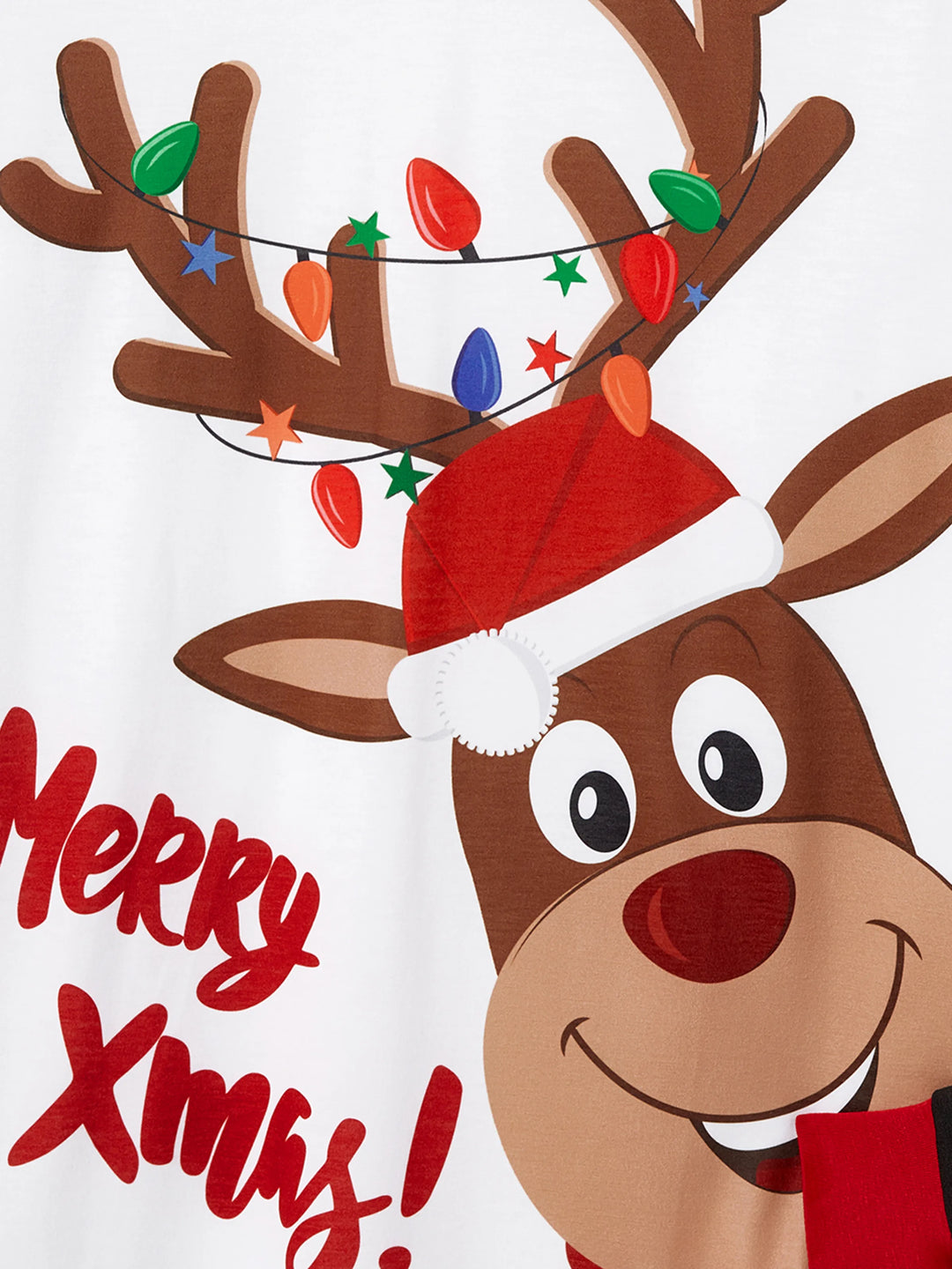 Conjuntos de Pijamas para a Família com Estampa de Renas de Natal e Meias de Natal Pretas