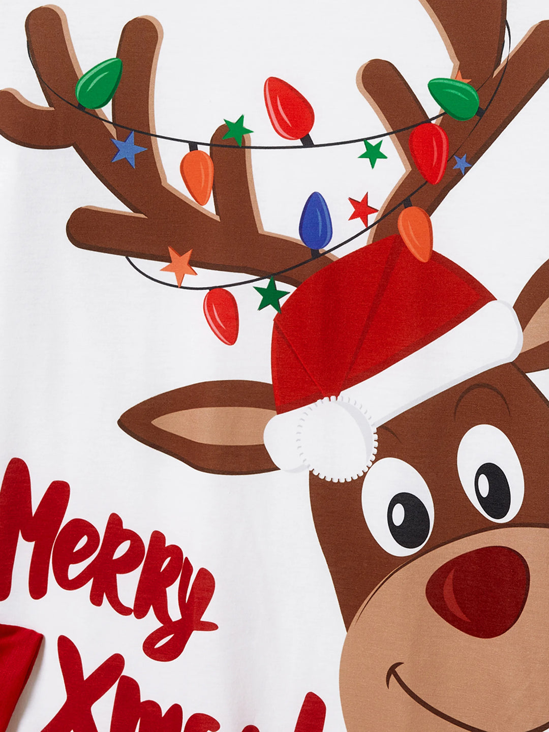 Conjuntos de Pijamas para a Família com Estampa de Renas de Natal e Meias de Natal Pretas