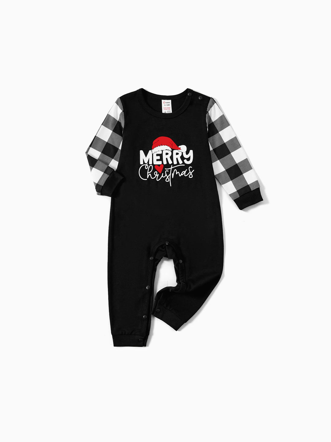 Conjunto de Pijamas de Manga Longa com Estampa de Letras que Brilham no Escuro para a Família, a Condizer no Natal, com Meias de Natal Preto+Branco