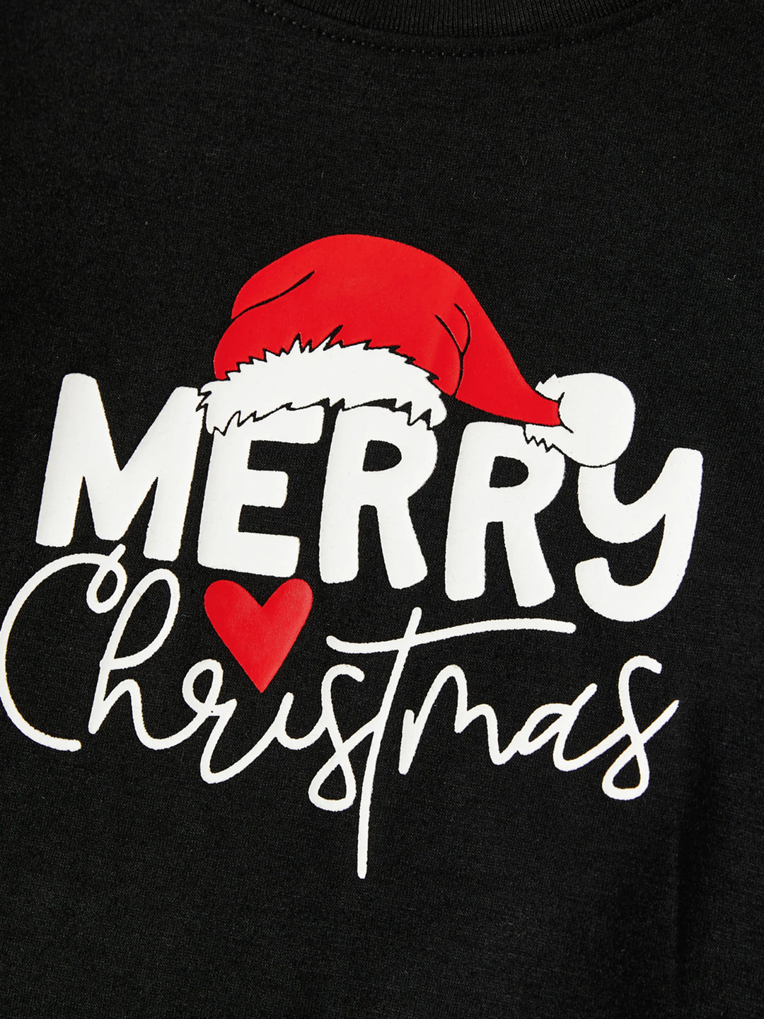 Conjunto de Pijamas de Manga Longa com Estampa de Letras que Brilham no Escuro para a Família, a Condizer no Natal, com Meias de Natal Preto+Branco