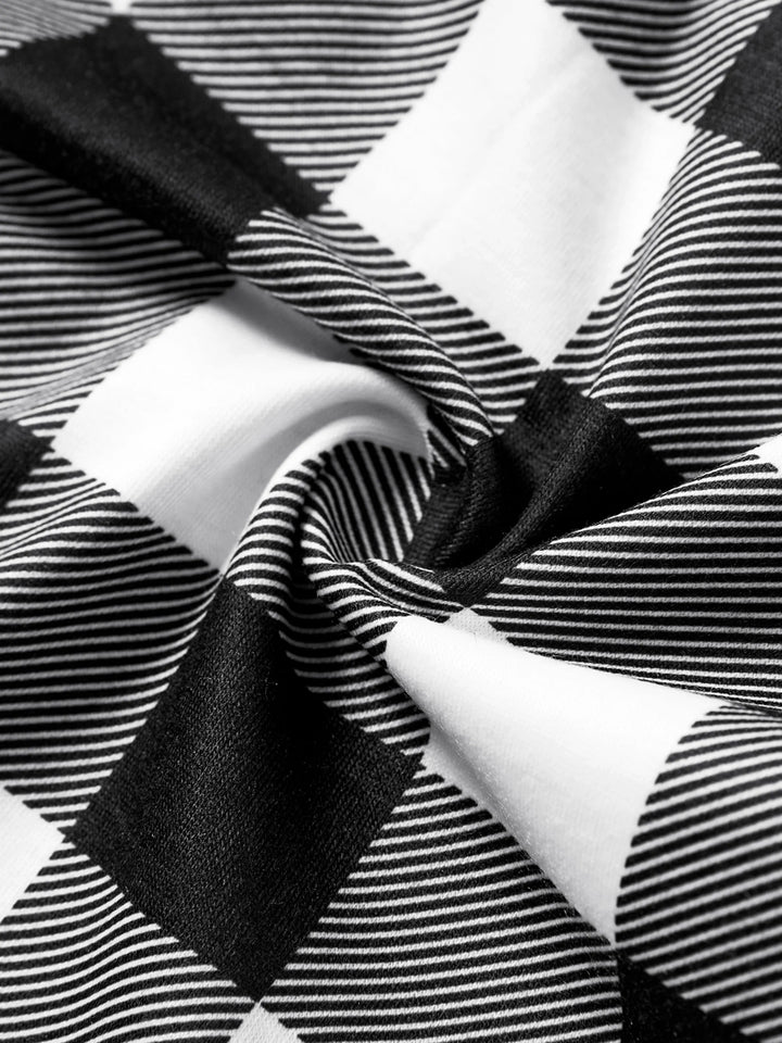 Conjunto de Pijamas de Manga Longa com Estampa de Letras que Brilham no Escuro para a Família, a Condizer no Natal, com Meias de Natal Preto+Branco