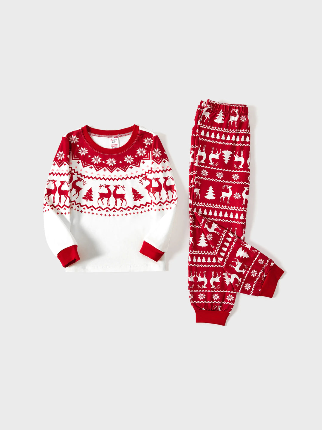 Conjuntos de Pijamas em Família com Estampa de Rena e Flocos de Neve para o Natal, Inclui Meias de Natal Vermelhas