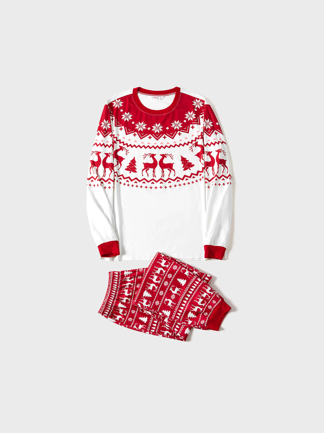 Conjuntos de Pijamas em Família com Estampa de Rena e Flocos de Neve para o Natal, Inclui Meias de Natal Vermelhas