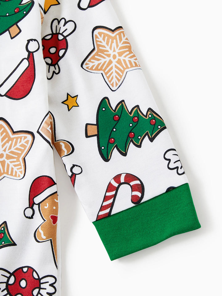 Pijamas de Casa de Gengibre em Conjunto para Família - PJs Verdes de Natal com Meias de Natal Multicores