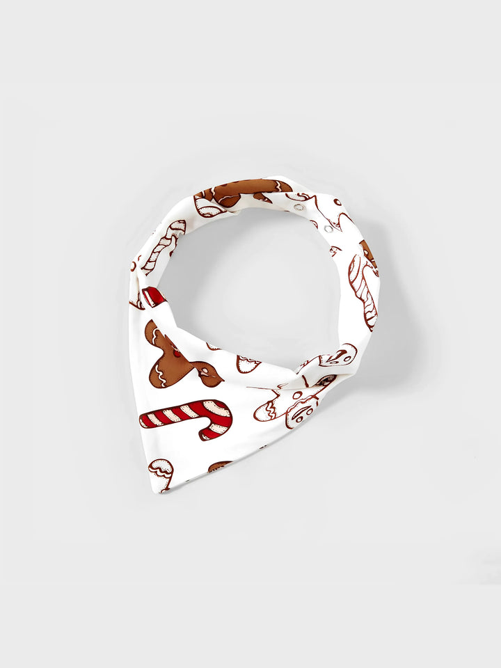 Conjunto de Pijamas de Manga Longa para a Família com Letras e Impressão de Homem de Gengibre, em Cor Caqui, Inclui Meias de Natal.