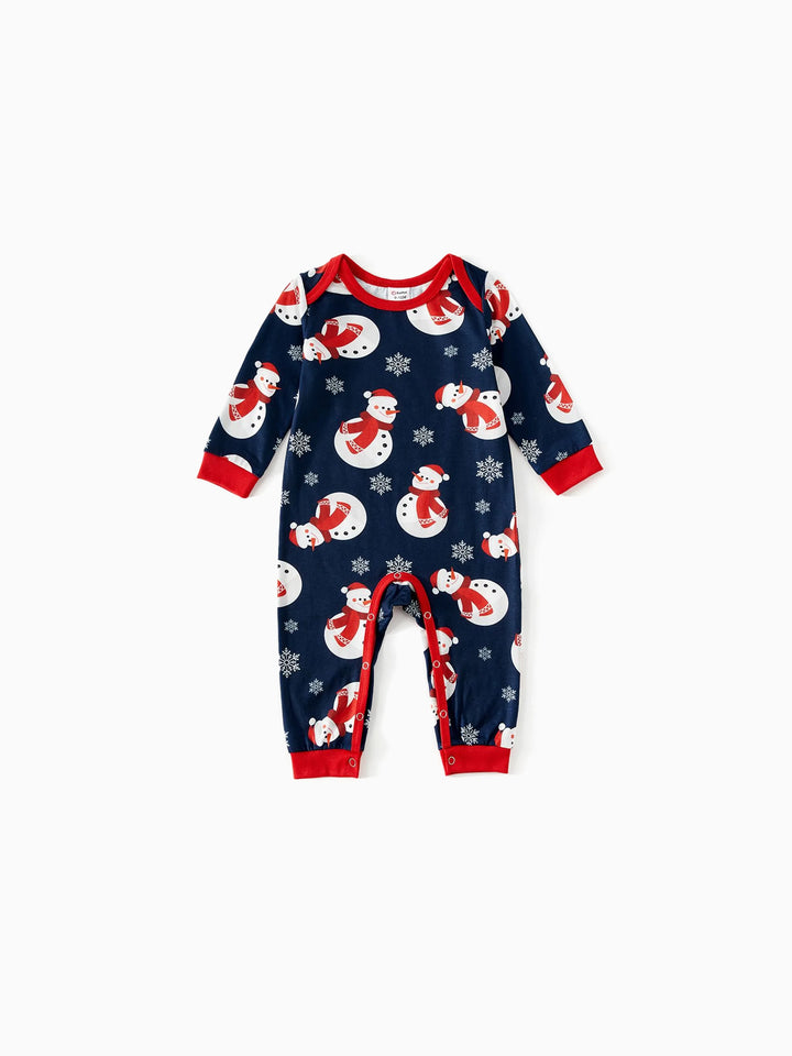 Conjuntos de Pijamas de Manga Raglan para Família com Estampas de Boneco de Neve e Carta de Natal, com Meias de Natal Coloridas