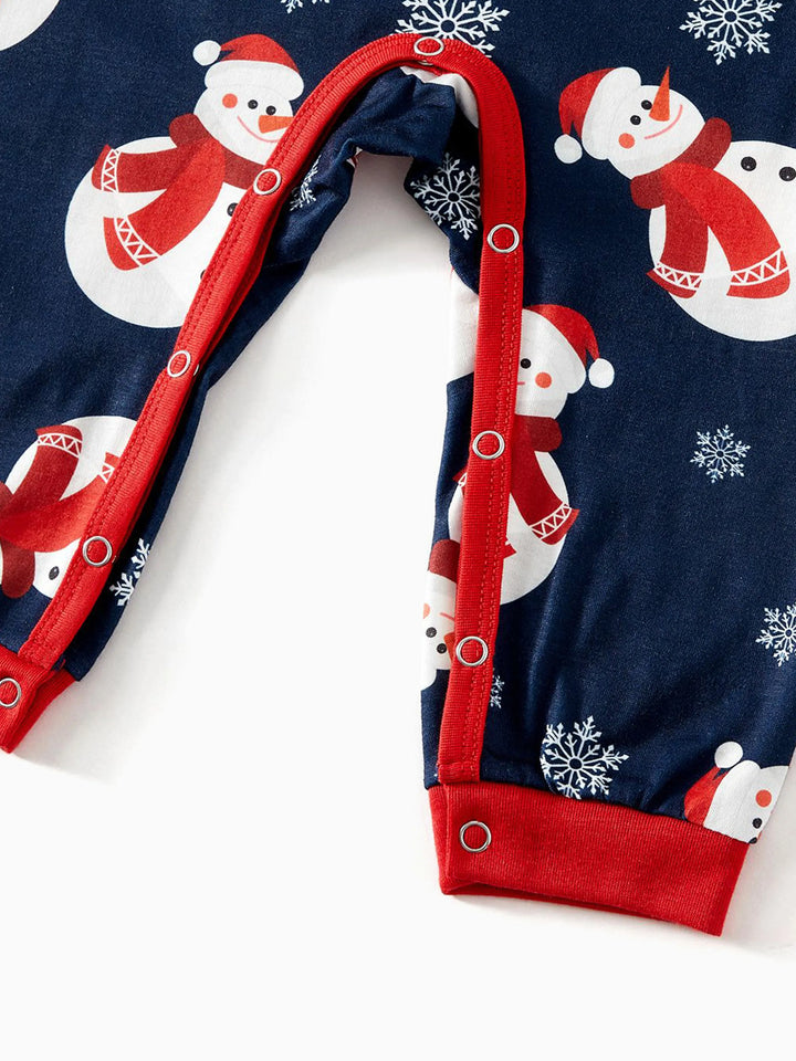 Conjuntos de Pijamas de Manga Raglan para Família com Estampas de Boneco de Neve e Carta de Natal, com Meias de Natal Coloridas