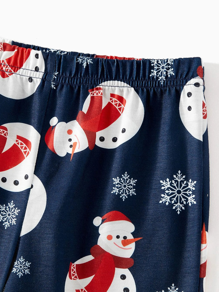 Conjuntos de Pijamas de Manga Raglan para Família com Estampas de Boneco de Neve e Carta de Natal, com Meias de Natal Coloridas