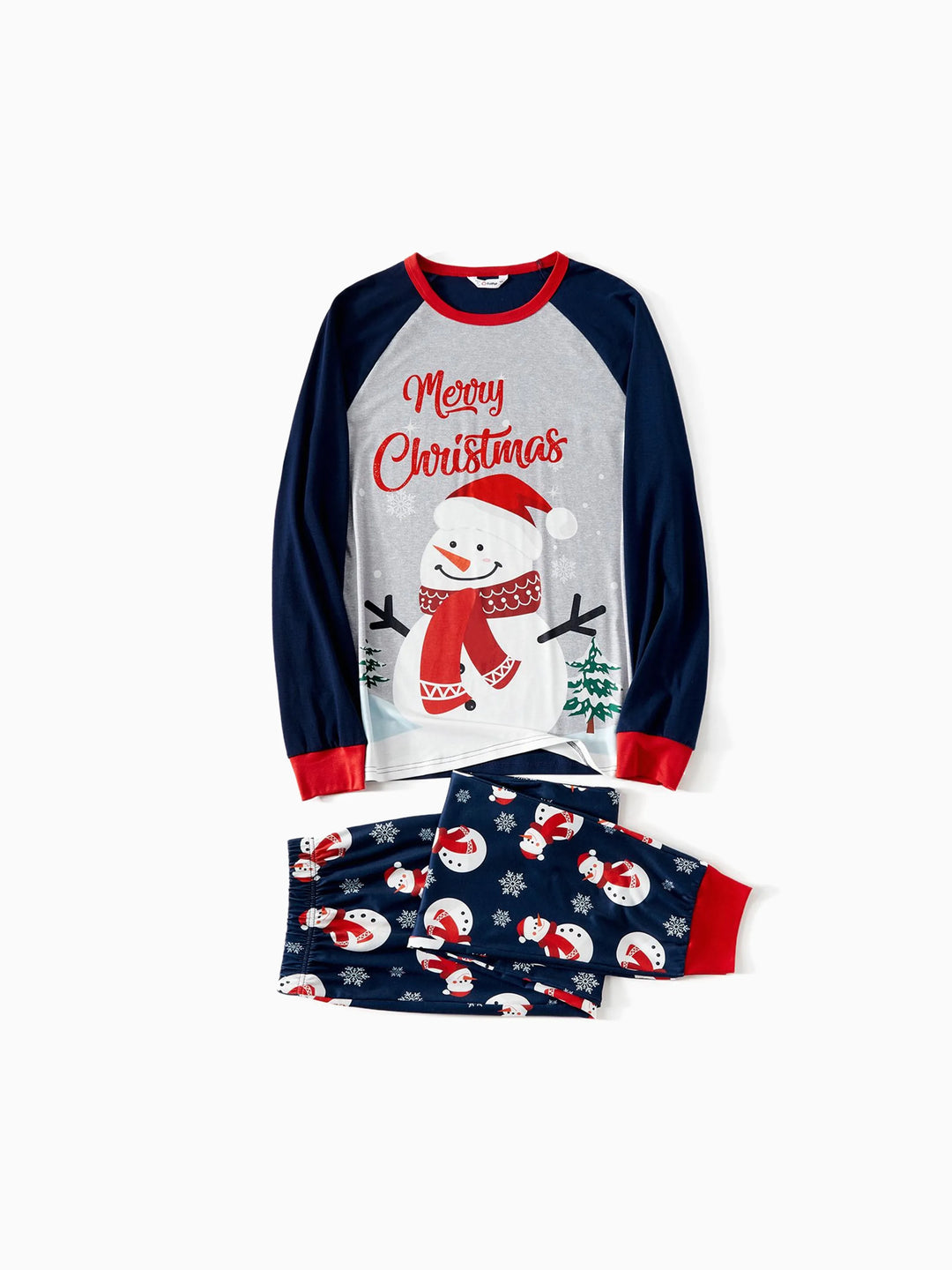Conjuntos de Pijamas de Manga Raglan para Família com Estampas de Boneco de Neve e Carta de Natal, com Meias de Natal Coloridas