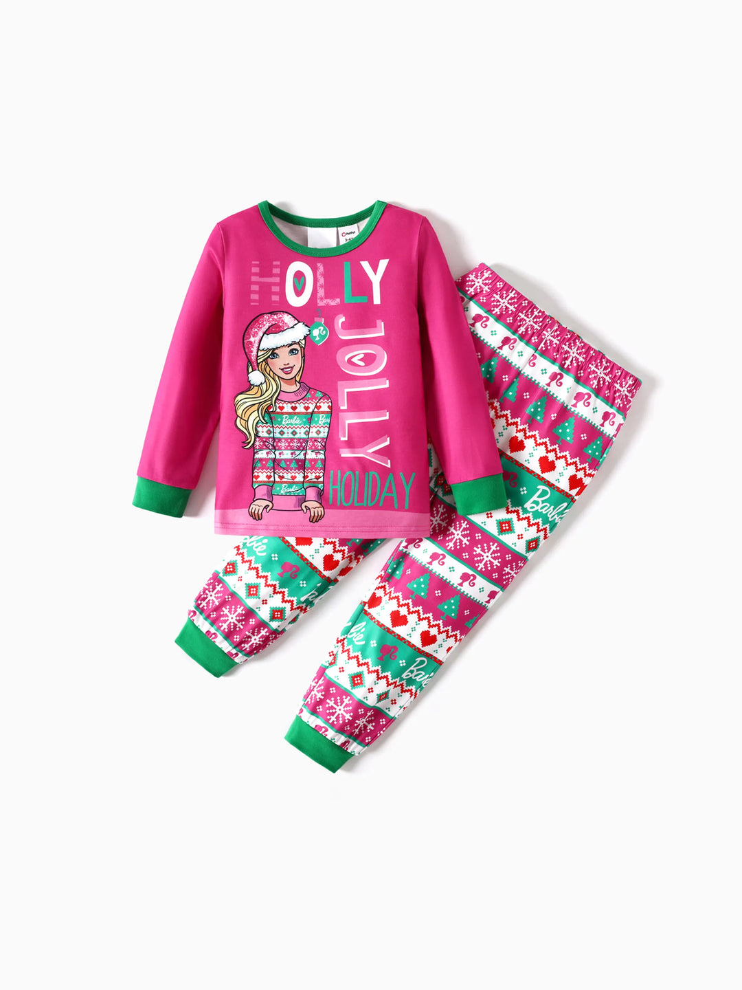 Conjunto de Pijamas de Manga Longa com Impressão Gráfica Barbie Mãe e Filha com Meias de Natal