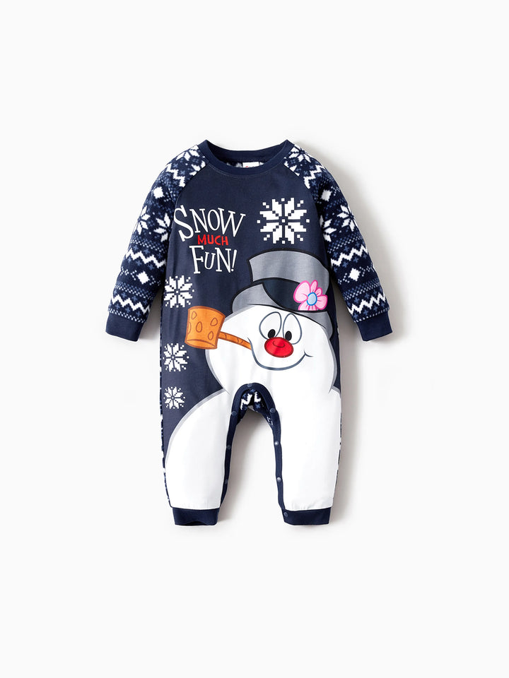 Conjunto de Pijamas de Natal em Fleece “Frosty The Snowman” com Estampa de Flocos de Neve e Meias de Natal