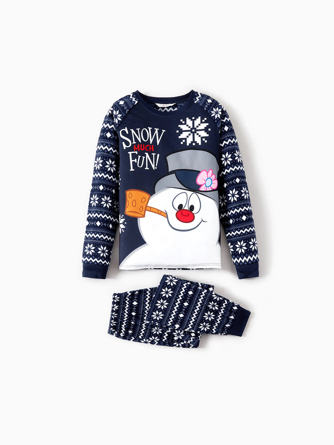 Conjunto de Pijamas de Natal em Fleece “Frosty The Snowman” com Estampa de Flocos de Neve e Meias de Natal