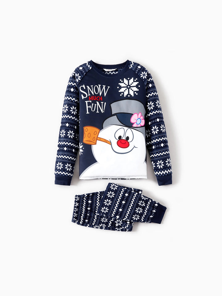Conjunto de Pijamas de Natal em Fleece “Frosty The Snowman” com Estampa de Flocos de Neve e Meias de Natal