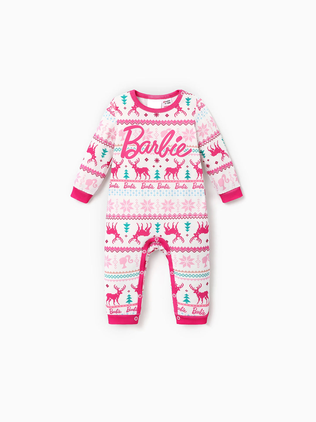 Conjuntos de Pijamas Barbie Mãe e Filha com Estampado de Neve e Renas para o Natal, Incluindo Meias de Natal