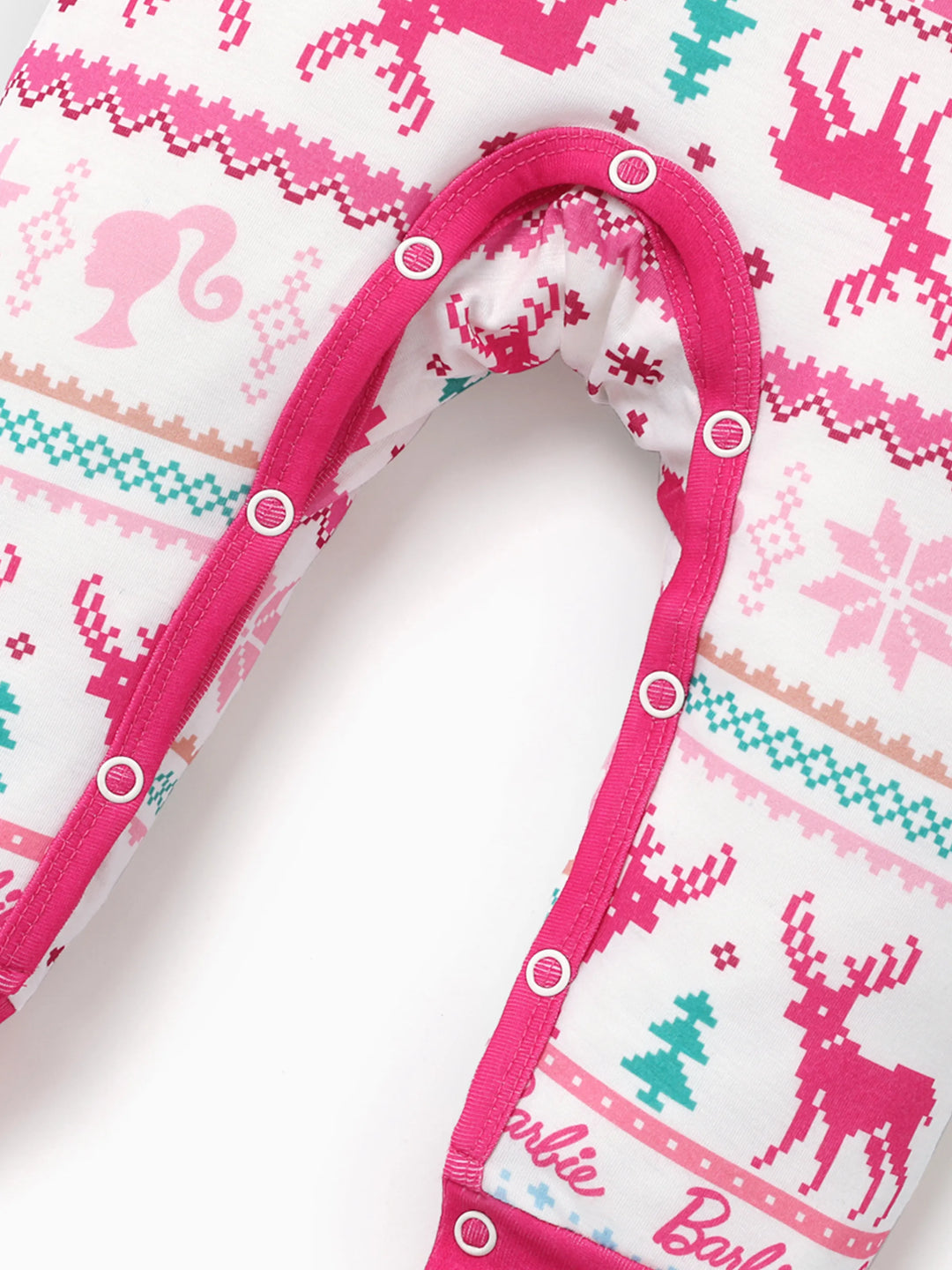 Conjuntos de Pijamas Barbie Mãe e Filha com Estampado de Neve e Renas para o Natal, Incluindo Meias de Natal
