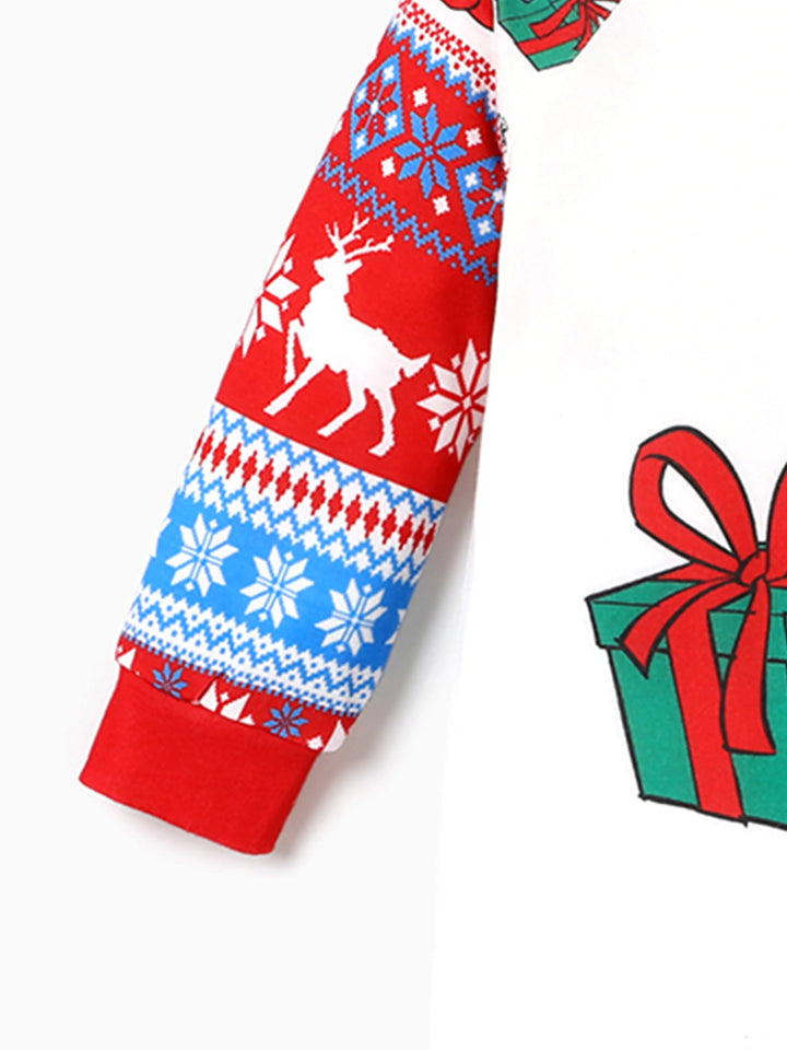 Conjuntos de Pijamas em Blocos de Cores para Famílias dos Smurfs, com Meias de Natal